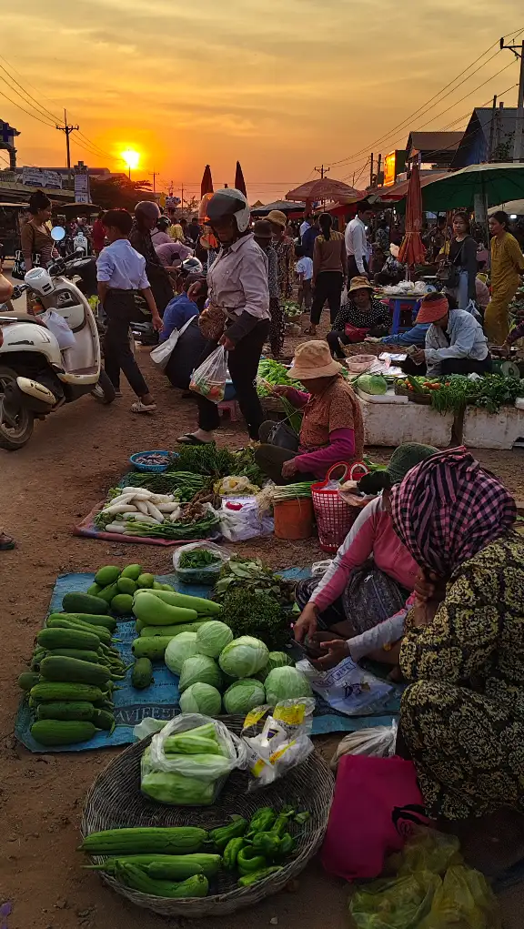 The local market in Siem Reap at evening time 